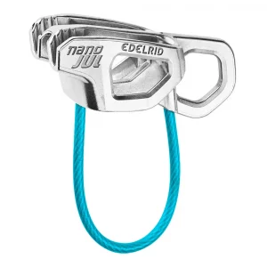 Asegurador Edelrid Nano Jul: compacto, ligero y eficiente. Ideal para escalada deportiva y multiusos, ofrece un control preciso y una gran seguridad.