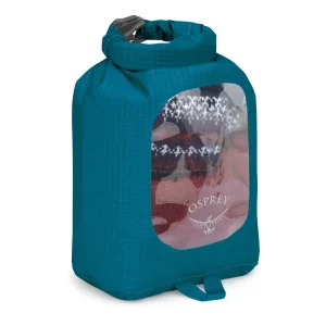 Descubre la bolsa estanca Osprey DrySack Ultralight Window 3L, ideal para proteger tus objetos de la humedad en aventuras al aire libre.