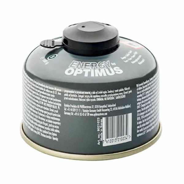 Cartucho de gas Optimus 4 Estaciones: mezcla de alto rendimiento para una combustión eficiente en cualquier clima. Ideal para camping y montañismo, garantiza un funcionamiento fiable incluso en bajas temperaturas y condiciones exigentes.