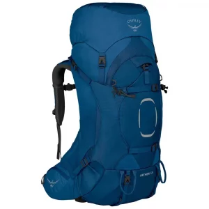 Mochila Osprey Aether 55L: ligera, resistente y diseñada para excursiones de varios días. Con un sistema de ajuste personalizado, ventilación AirScape y amplia capacidad de almacenamiento, es perfecta para llevar todo tu equipo de manera cómoda y organizada en largas rutas de senderismo y montaña.