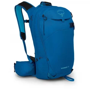 Mochila Osprey Kamber 20L: compacta, resistente y diseñada para esquí y snowboard. Ofrece acceso rápido al equipo, compatibilidad con sistema de hidratación