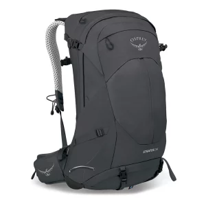 Mochila Osprey Stratos 34L: cómoda y versátil, perfecta para senderismo y trekking. Con sistema de ventilación AirSpeed, ajuste lumbar y varios compartimentos, ofrece gran capacidad y organización para tus aventuras al aire libre.