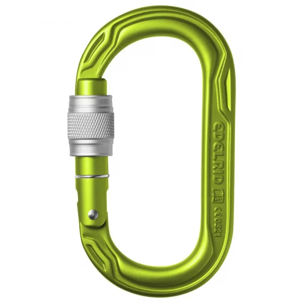 Mosquetón Edelrid Oval Power 2500 Screw: resistente, duradero y con cierre roscado para mayor seguridad. Ideal para escalada, alpinismo y actividades al aire libre.