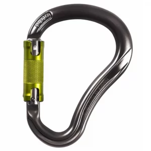 Mosquetón Ocun Harpy HMS Twist: ligero, robusto y con cierre de rosca para máxima seguridad. Ideal para escalada deportiva, alpinismo y multiusos.