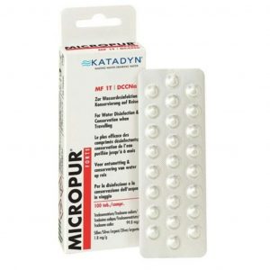 Pastillas potabilizadoras Katadyn Micropur Forte: desinfectan el agua de forma rápida y eficaz, eliminando bacterias, virus y protozoos. Ideales para viajes, senderismo y emergencias, garantizan agua segura en cualquier situación, con una protección duradera hasta 6 meses.