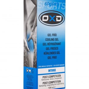 Gel OXD Frío Intenso: gel post-competición que alivia y tonifica los músculos tras el ejercicio físico. Su fórmula con mentol, alcohol y extractos de romero, menta y eucalipto proporciona una sensación de frescor intensa, favoreciendo la recuperación muscular y reduciendo la fatiga. De rápida absorción y sin dejar residuos, es ideal para masajes deportivos.​